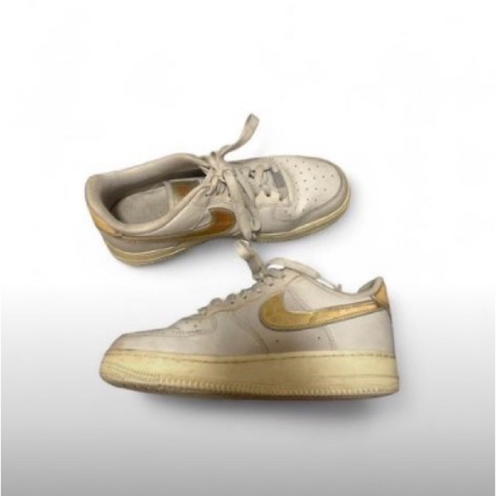 Nike Women's Athletic Sneakers White with Gold Swoosh